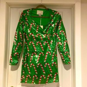 NWT Festive sequin wrap dress